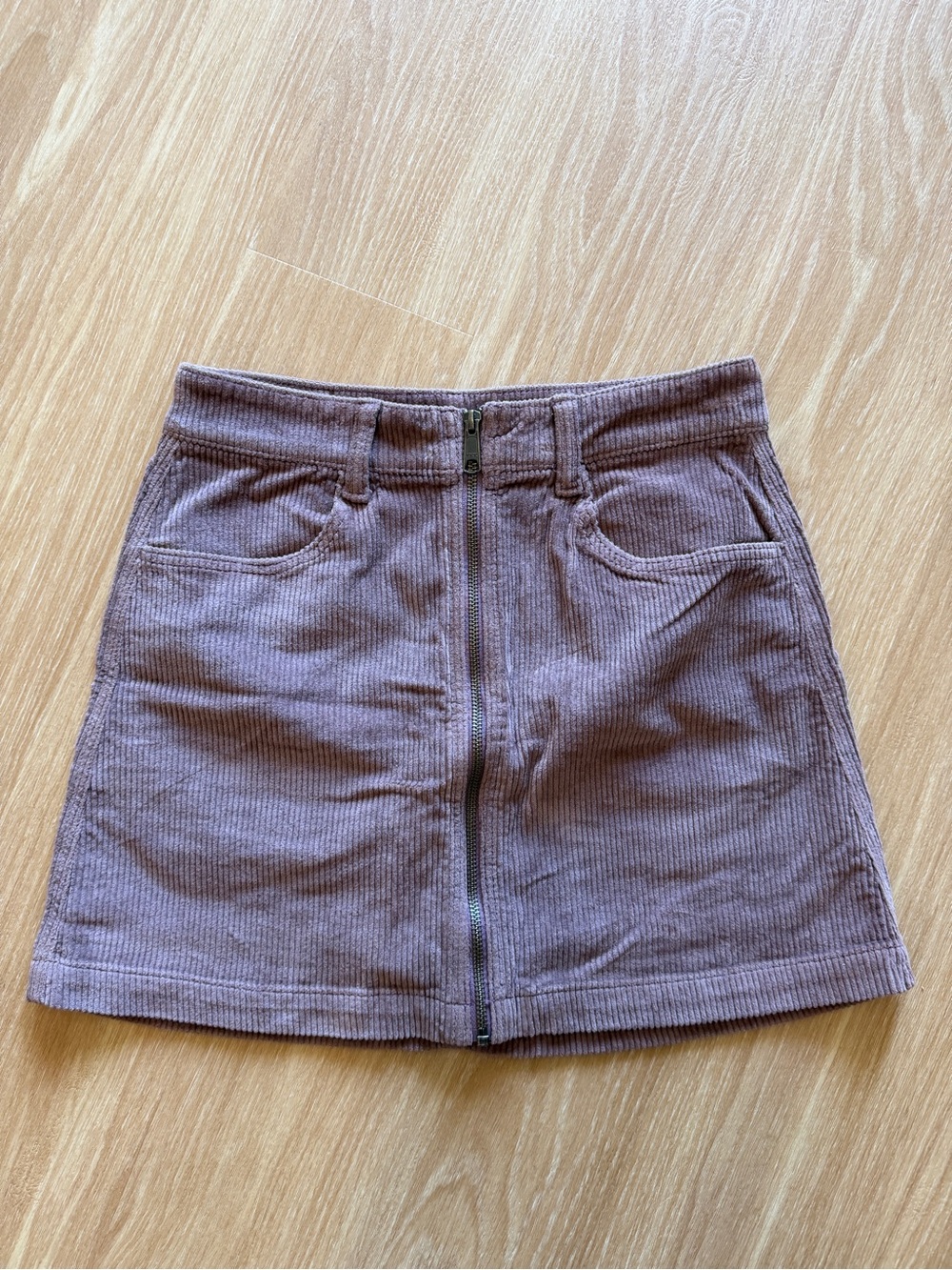 Corduroy Zip-Front Mini Skirt